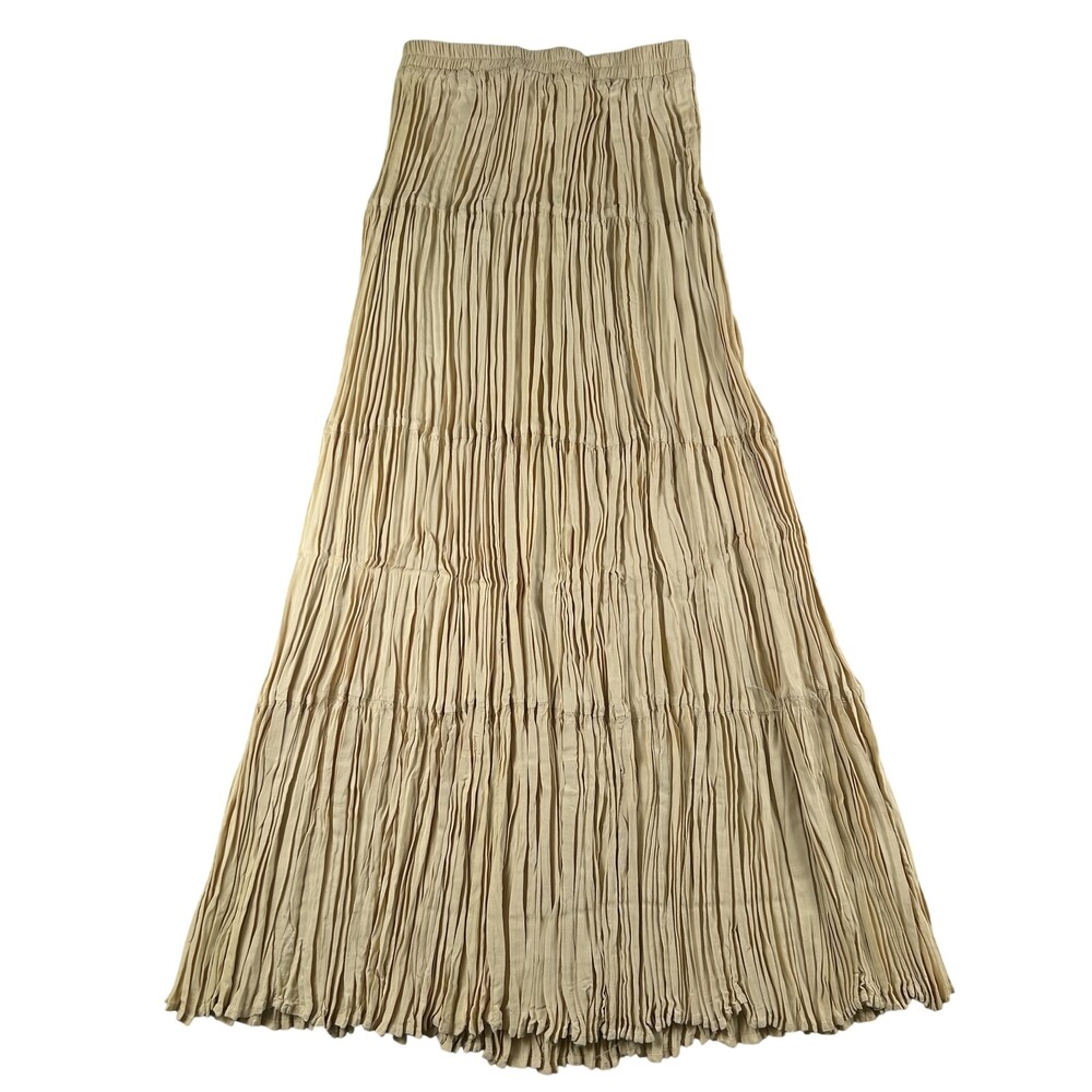 Vintage Circle By Marilyn Lenon Skirt Womens Large Crinkle Pleated Maxi Boho USA